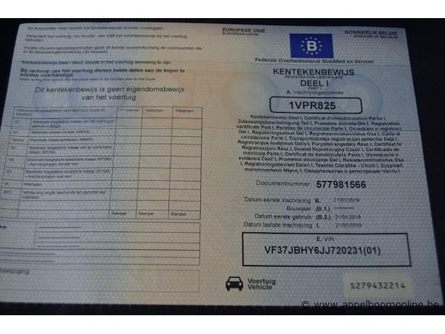 Stationwagen peugeot, partner, vf37jbhy6jj720231, 1e insch 21/01/2019, 1560cm³, 73kw, diesel, euro 6b, 143440km, inschrijvingsbewijs deel i en ii, keuringsbewijs (geldig tot 21/01/2027), gelijkvormigheidsattest - afbeelding 11 van  20