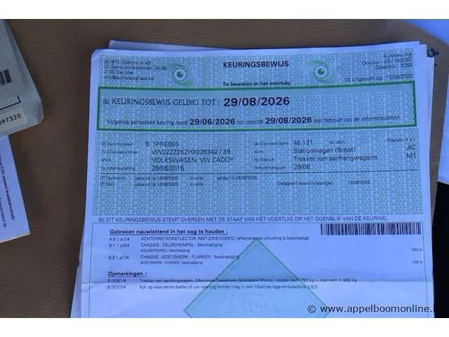 Stationwagen volkswagen caddy, datum 1ste inschr 29/08/2016, km-stand 50762, chassisnr wv2zzz2kzhx026342,cng, euro 6b schade rondom - afbeelding 5 van  15
