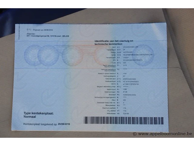 Stationwagen volkswagen caddy, datum 1ste inschr 29/08/2016, km-stand 51648, chassisnr wv2zzz2kzhx027834,cng, euro 6b schade rondom - afbeelding 2 van  10