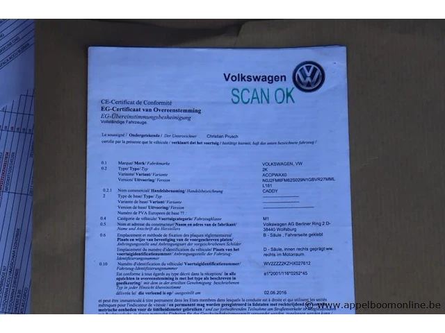Stationwagen volkswagen caddy, datum 1ste inschr 29/08/2016, km-stand 51865, chassisnr wv2zzz2kzhx027612,cng, euro 6b schade rondom - afbeelding 5 van  14