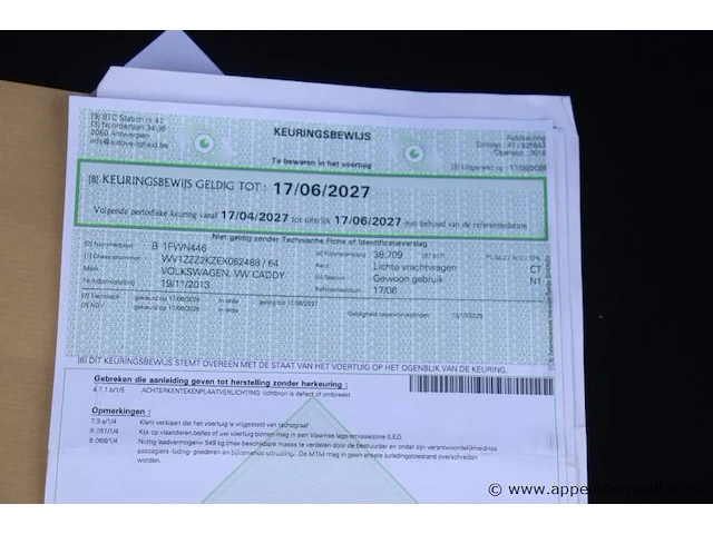 Stationwagen volkswagen caddy, datum1ste inschr 19/11/2013, km-stand 39968, chassisnr wv1zzz2kzex062488, cng, euro 5 - afbeelding 4 van  15