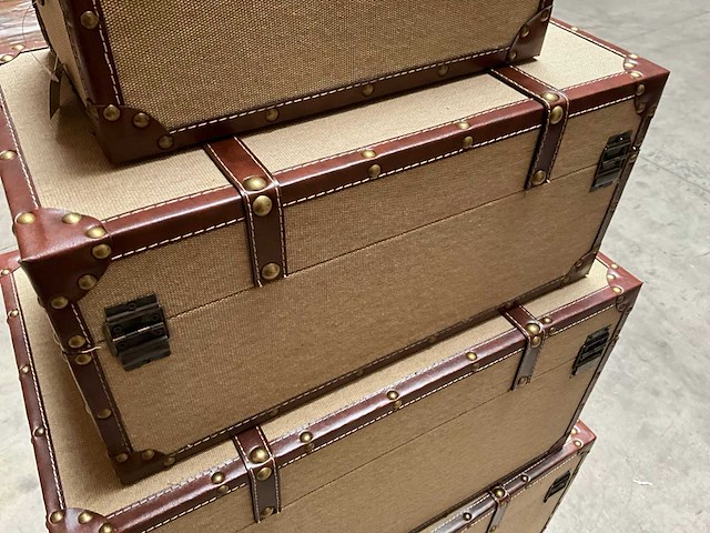 Stax canvas decoratieve opbergkoffers set van 4 - afbeelding 7 van  10