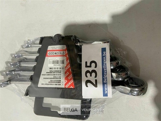 Steelwood ratel ring steeksleutelset 5 dlg - afbeelding 1 van  3