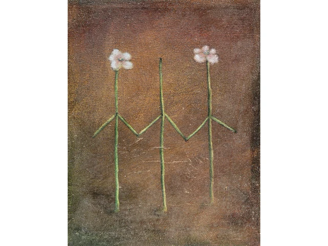 Stefan kurzen (1963), '3 freunde', 1988, oil on canvas, 23 x 18 cm. (9.06 x 7.08 in.) - afbeelding 1 van  4