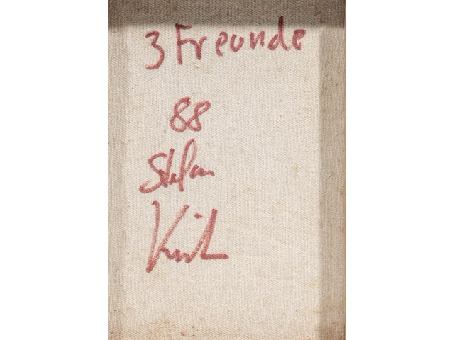 Stefan kurzen (1963), '3 freunde', 1988, oil on canvas, 23 x 18 cm. (9.06 x 7.08 in.) - afbeelding 4 van  4
