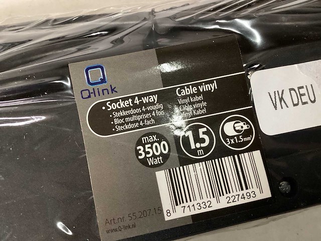 Stekkerdoos 4 voudig, zwart (31x) - afbeelding 1 van  2