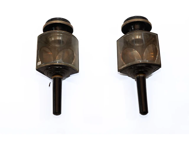 Stel antieke footboard side lamps - afbeelding 3 van  3