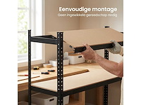 Stellingkast metaal zwart – 5-laags opbergrek 150x75x30 cm – magazijnkwaliteit voor garage en werkplaats - afbeelding 3 van  4