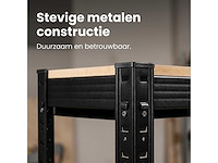 Stellingkast metaal zwart – 5-laags opbergrek 150x75x30 cm – magazijnkwaliteit voor garage en werkplaats - afbeelding 4 van  4
