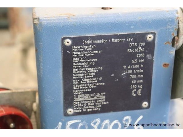 Stenenzaagmachine lissmac dts 700, sr nr sn018261, bj 2018 - afbeelding 3 van  3