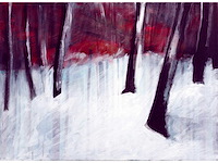 Stéphane le maou - forêt rouge - acryl op doek - 50x70 cm - 2008