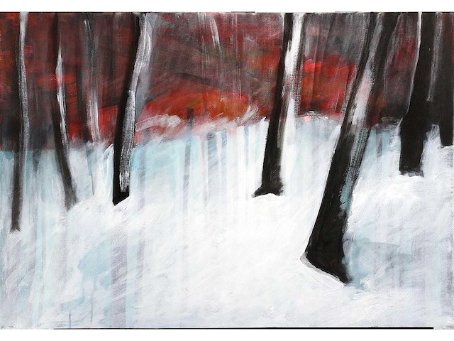 Stéphane le maou - forêt rouge - acryl op doek - 50x70 cm - 2008 - afbeelding 3 van  8