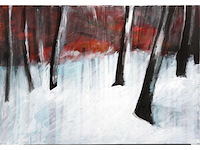 Stéphane le maou - forêt rouge - acryl op doek - 50x70 cm - 2008 - afbeelding 3 van  8