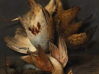 Stephen taylor (1770-1849), still life with hunting trophies, 1817, oil on canvas 51 x 41 cm. (20.07 x 16.14 in.), frame: 65 x 55 cm. (25.58 x 21.64 in.)