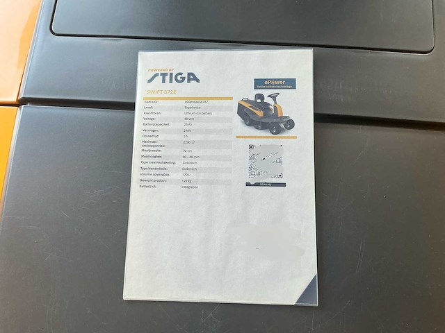 Stiga swift 372e electrische zitmaaier - afbeelding 5 van  13