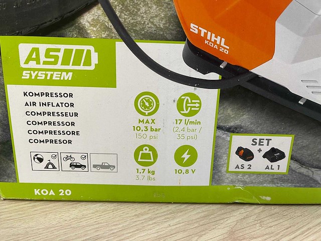 Stihl - koa20 - accu compressor body met accu en lader - afbeelding 10 van  12