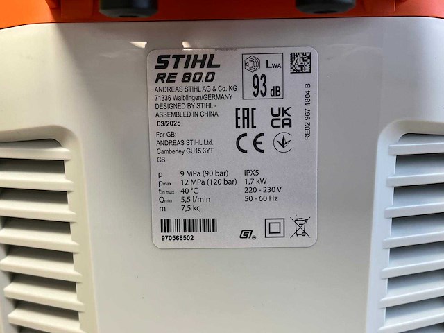 Stihl - re 80 - elektrische hogedrukreiniger - afbeelding 11 van  18