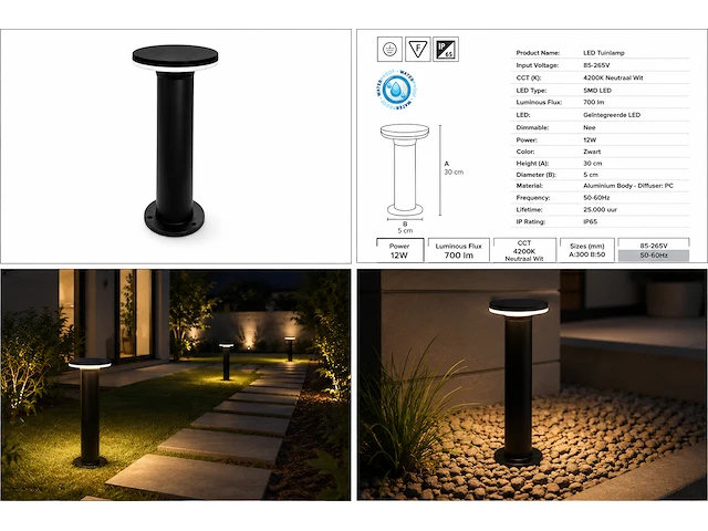 Stijlvolle buiten led wandlamp (horoz) – 12w – 4200k neutraal wit – ip65 – dexter-2 (4 stuks) - afbeelding 3 van  5