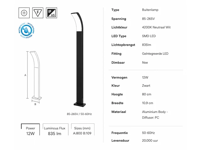 Stijlvolle buiten led wandlamp (horoz) – 12w – 4200k neutraal wit – ip65 – prestige-4 (4 stuks) - afbeelding 5 van  5