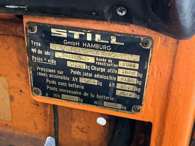 Still - efg 1.5 / 6011 - vorkheftrucks - 1986 - afbeelding 8 van  17