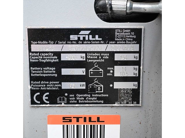 Still ech15 elektrische stapelaar - afbeelding 7 van  10