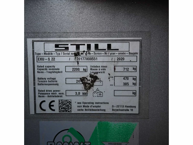 Still exu s 22 elektrische palletwagen - afbeelding 7 van  16