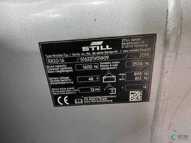 Still rx20-16 elektrische heftruck – 1600 kg – triplex mast – 6.05 m hefhoogte inclusief lader - afbeelding 5 van  14