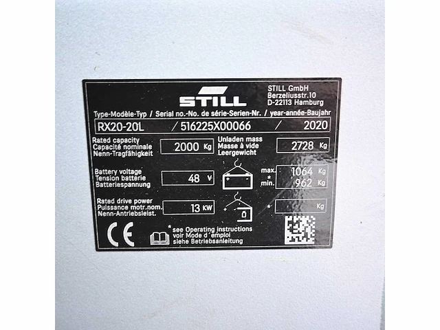 Still rx20-20 elektrische vorkheftruck - afbeelding 5 van  16