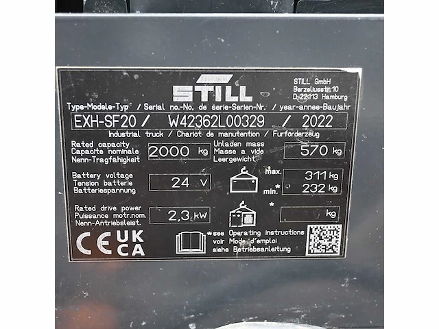 Still sxh-sf20 elektrische palletwagen - afbeelding 3 van  11