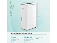 Stille luchtontvochtiger 25l/dag met 6,5l tank voor kamers tot 50m² - afbeelding 2 van  6