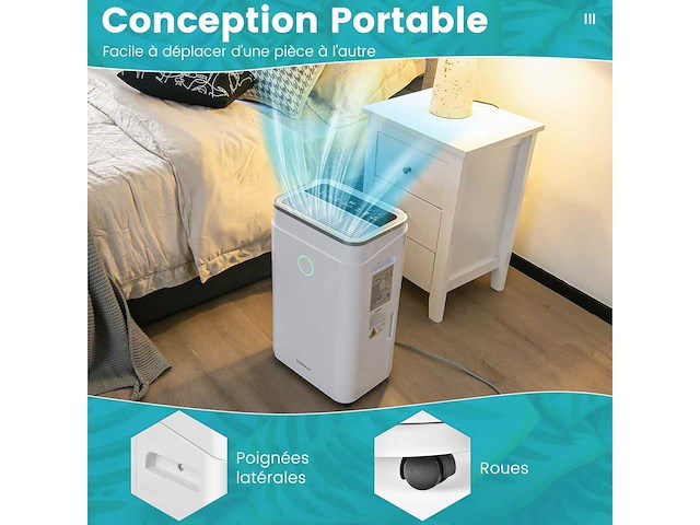 Stille luchtontvochtiger 25l/dag met 6,5l tank voor kamers tot 50m² - afbeelding 6 van  6