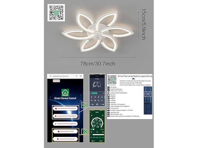 Stille plafondventilator met licht - afbeelding 3 van  3