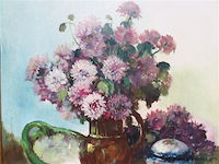Stilleven met bloemen, olie op doek, henri joseph pauwels - afbeelding 2 van  3