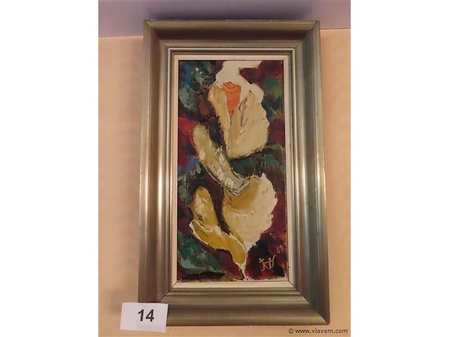 Stilleven olie op doek bloemen - afbeelding 1 van  3