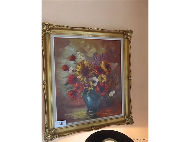 Stilleven olie op doek bloemen - afbeelding 1 van  3