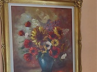 Stilleven olie op doek bloemen - afbeelding 1 van  3