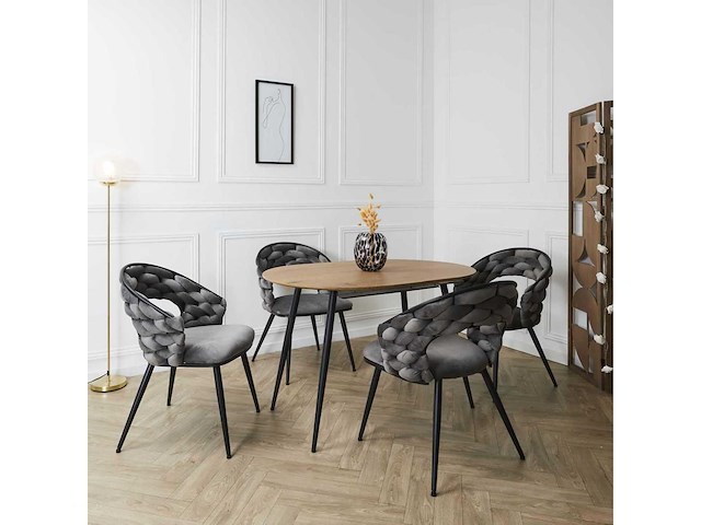 Stoel - grey velvet (x6) - afbeelding 5 van  6