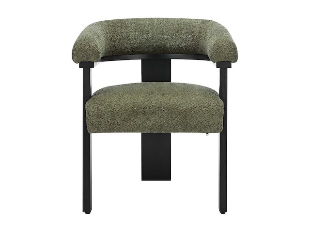 Stoel met armleuningen van badstof en zwart rubberhout - khaki - afbeelding 6 van  6
