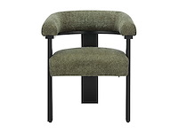 Stoel met armleuningen van badstof en zwart rubberhout - khaki - afbeelding 6 van  6