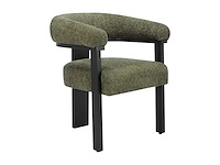 Stoel met armleuningen van badstof en zwart rubberhout - khaki - afbeelding 2 van  3