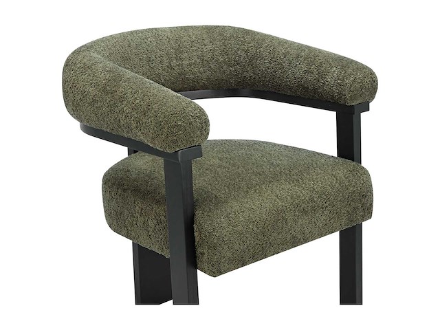 Stoel met armleuningen van badstof en zwart rubberhout - khaki - afbeelding 4 van  6