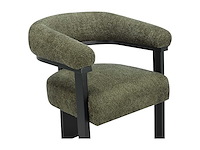 Stoel met armleuningen van badstof en zwart rubberhout - khaki - afbeelding 4 van  6