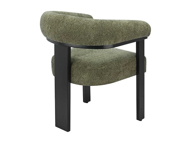 Stoel met armleuningen van badstof en zwart rubberhout - khaki - afbeelding 3 van  3