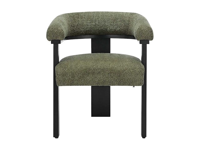 Stoel met armleuningen van badstof en zwart rubberhout - khaki - afbeelding 2 van  6