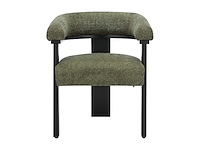 Stoel met armleuningen van badstof en zwart rubberhout - khaki - afbeelding 2 van  6