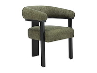 Stoel met armleuningen van badstof en zwart rubberhout - khaki - afbeelding 3 van  6