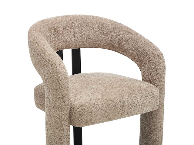 Stoel met armleuningen van badstof en zwart rubberhout - taupe - afbeelding 4 van  7
