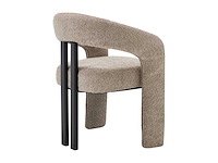 Stoel met armleuningen van badstof en zwart rubberhout - taupe - afbeelding 7 van  7
