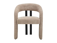 Stoel met armleuningen van badstof en zwart rubberhout - taupe - afbeelding 2 van  7