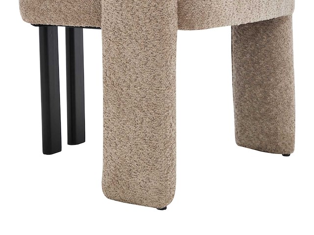 Stoel met armleuningen van badstof en zwart rubberhout - taupe - afbeelding 5 van  7